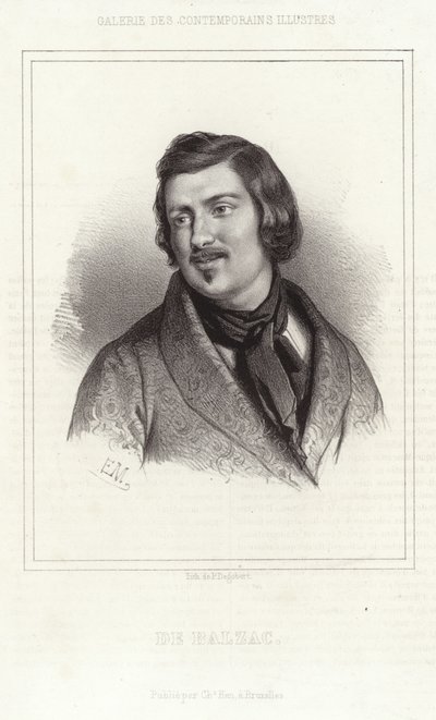 Portrett av Honoré de Balzac av French School