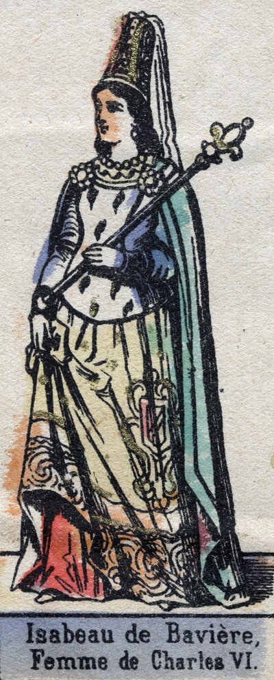 Portrett av Isabeau (Isabelle, Elisabeth) de Baviere (1371-1435), kone til Charles VI av Frankrike. (Kapetisk dynasti). Illustrasjon sent på 1800-tallet. av French School