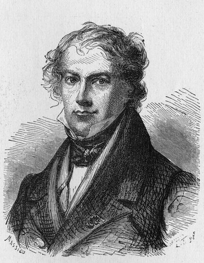 Portrait of J. B. Biot (1774 - 1862), French physicist - in “” Album de la Science; illustrious scientists; Great discoveries””” 1896. av French School