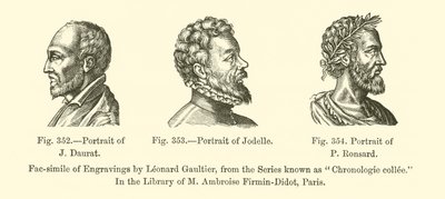 Portrett av J. Daurat, Portrett av Jodelle, Portrett av P. Ronsard (gravering) av French School