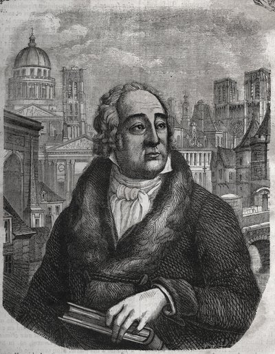 Portrett av Jacques-Antoine Dulaure (Jacques Antoine) (1755-1835) fransk arkeolog og historiker - Gravering i "Paris fysiske, sivile og moralske historie: fra de første historiske tider til i dag" av Jacques Antoine Dulaure. 1853 av French School