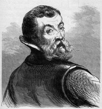 Portrait of Jacques Cartier (1491-1557). French navigator and explorer. Engraving in “La Marine et les colonies: commerce” av French School