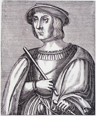 Porträt von Jacques II de Chabannes (La Palice) (1470-1525) Gravur aus „Louis XII et Anne de Bretagne“ von Paul Lacroix, ed. Georges Hurtrel von French School