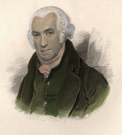 Portrett av James Watt (1736-1819), skotsk ingeniør og mekaniker. i "" Portraits des Hommes Useful" av French School