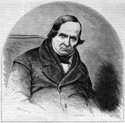 Portrett av Jean Baptiste (Giovanni Battista) Niccolini (1782-1861), italiensk poet. Gravering i "" Le Monde Illustré "" nr. 234 av 5. oktober av French School