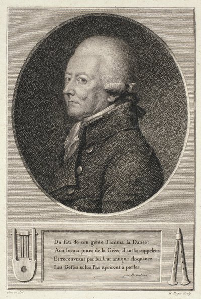 Portrett av Jean Georges Noverre (1727-1810) gravert av B. Roger av French School