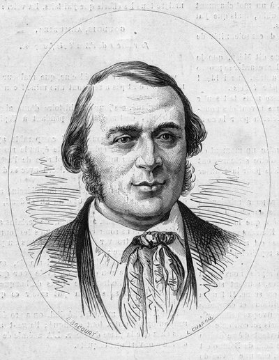 Portrett av Jean Louis Rodolphe Agassiz (1807-1873), amerikansk naturforsker. Gravering i "" Le Monde Illustré"" nr. 872 av 27. desember 1873. av French School
