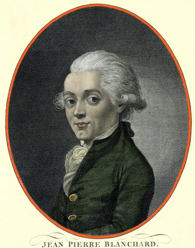 Portrett av Jean Pierre (Jean-Pierre) Blanchard (1753-1809), fransk aeronaut. av French School