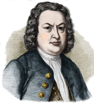 Portrait of Jean Sebastian (Johann Sebastian) Bach (1685-1750) German composer. Engraving from 1858. av French School