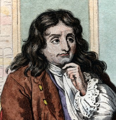 Portrett av Jean de La Fontaine (Lafontaine) (1621-1695), fransk fabulist og poet. av French School