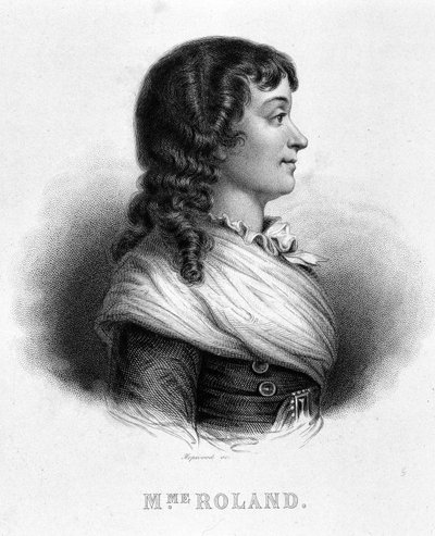 Portrett av Jeanne Marie eller Manon Philipon, Madame Roland (1754 - 1793) - i "" Revolution francaise"" av Thiers av French School