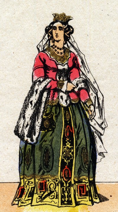 Portrait of Jeanne de Bourbon (1337-1378), wife of Charles V of France. av French School