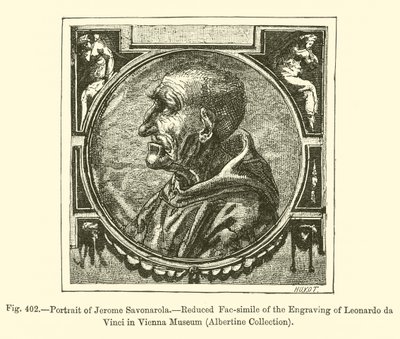 Portrett av Jerome Savonarola (gravering) av French School