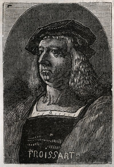 Portrett av John Froissart (Jean Froissart) (1337-1404), franske kronikere fra middelalderens Frankrike - gravering i "" Histoire de France"" av Victor Duruy (1811-1894) - 1882 av French School