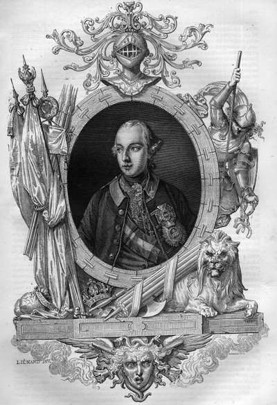 Portrett av Joseph II (1741-1790), keiser av Østerrike Gravering i "Histoire des Papes-King-Queen-and-Empereurs a travers les centuries"" av Maurice Lachatre av French School