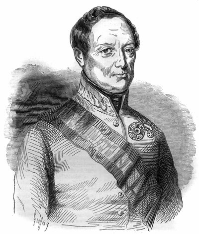 Portrett av Joseph Wenzel Radetzky von Radetz (eller grev Joseph Radetzky (1766-1858) Østerriksk marskalk Gravering i "Historien om paver-konger-dronninger-og-keisere gjennom århundrene" av Maurice Lachatre av French School