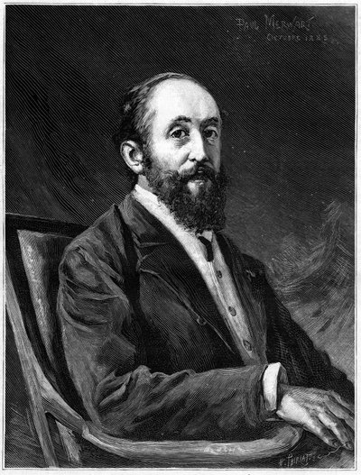Portrait of Jules Claretie (1840-1913), French novelist and member of the French academy between 1888 and 1913, In “” The Illustrous World” av French School