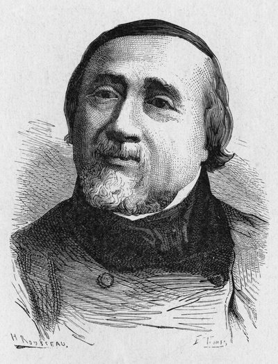 Portrett av Jules Francois Dupuis Delcourt (1802-1864) (Jules-Francois Dupuis-Delcourt), fransk aeronaut - i "Album de la Science; berømte vitenskapsmenn; Store funn"""" 1896. av French School