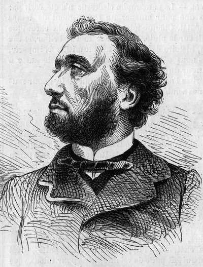 Portrett av Leon Gambetta (1838-1882), fransk politiker. Gravering i "" Den illustrerte verden"" nr. 634 av 5. juni av French School