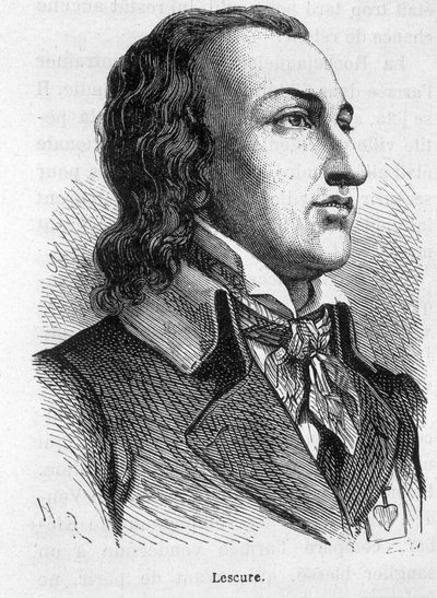 Portrett av Lescure, Vendée-sjef (1766 - 1793) - i "" The History of France"" av Henri Martin av French School