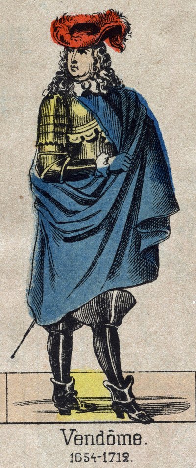 Portrett av Louis-Joseph (Louis Joseph) de Bourbon (1645-1712) kjent som Grand Vendome, hertugen av Penthievre og Mercoeur, deretter hertugen av Vendome og Pair of France. Bilde av Epinal fra slutten av 1800-tallet. av French School