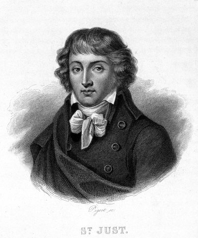 Portrait of Louis Antoine Léon Saint - Just (1767 - 1794) - in “” Revolution francaise”” by Thiers. 19th century av French School
