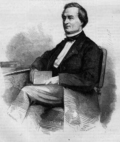 Portrett av Louis Bernard Bonjean (1804-1871), fransk sorenskriver og senator. Gravering i "" Le Monde Illustré"" nr. 309 av 14. mars 1863. av French School