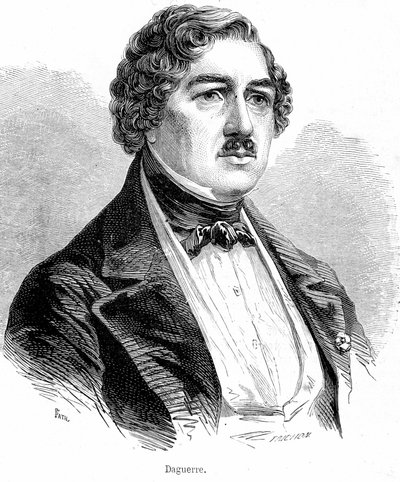 Portrett av Louis Daguerre - gravering av French School