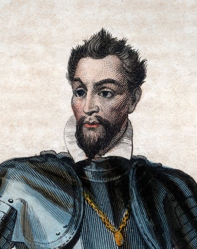 Portrett av Louis I de Bourbon, prins av Conde (1530-1569), huguenot-leder og general. av French School
