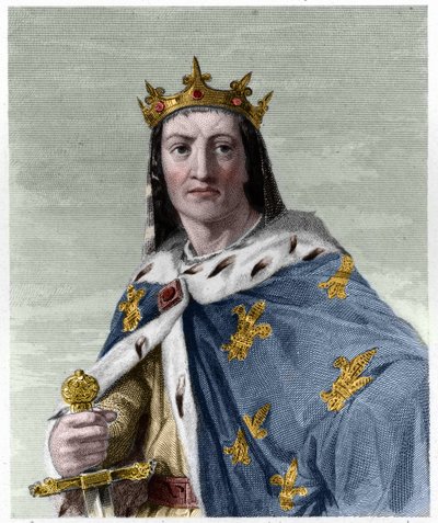 Portrett av Louis VIII (1187 - 1226), konge av Frankrike - i "" Histoire des Francais"" av Lavallee, gravering, sd. av French School