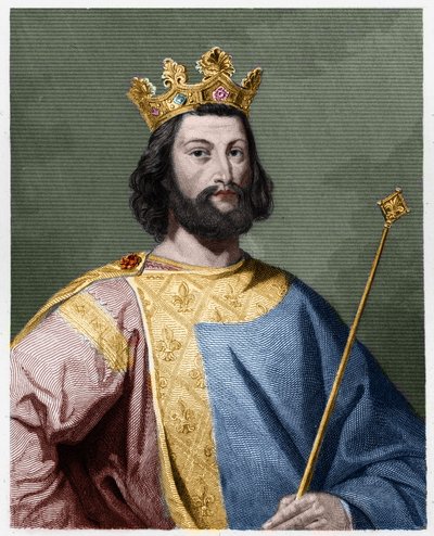 Portrett av Ludvig VII den unge (1120 - 1180), konge av Frankrike - i "Histoire des Francais"" av Lavallee, gravering, sd. av French School