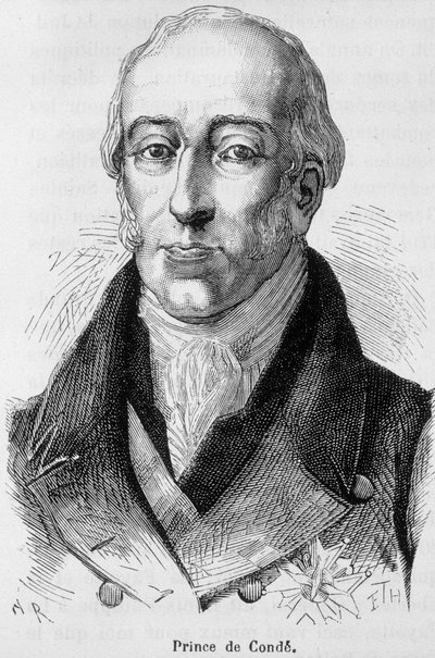 Portrett av Louis V Joseph de Bourbon-Conde (1736-1818), åttende prins av Conde, fransk krigsmann- i "" L
