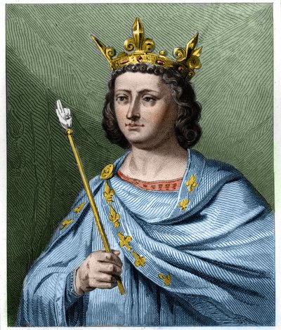 Portrett av Louis X le Hutin (1289 - 1316), konge av Frankrike - i "Histoire des Francais"" av Lavallee, gravering, sd. av French School