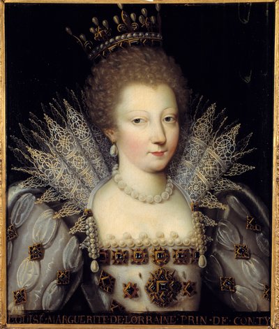 Portrett av Louise Marguerite de Lorraine, prinsesse av Conti Maleri av den franske skolen på 1600-tallet. Dim 0,57 x 0,47 m Chantilly, Musee Conde av French School