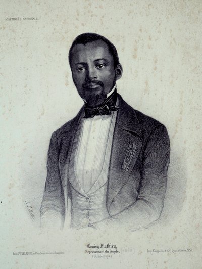 Portrett av Louisy Mathieu (1817-1874), tidligere slave og stedfortreder for Guadeloupe Gravering av Chartres fra 1800-tallet, Musee des Beaux Arts av French School