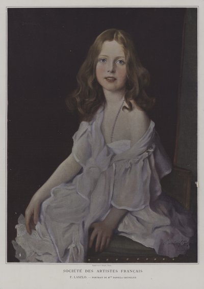 Portrett av Mademoiselle Daniela Grunelius (farge litho) av French School