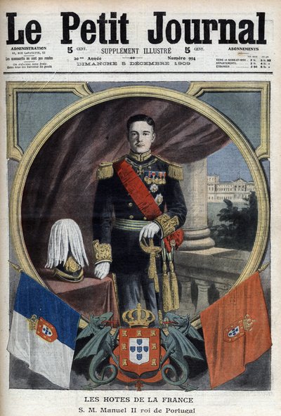 Portrait of Manuel II King of Portugal (1889-1932) during his visit to Paris - “Le Petit Journal” of December 5 av French School