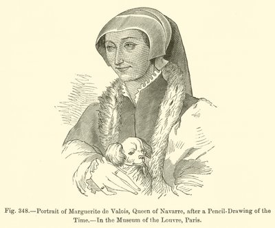Portrett av Marguerite de Valois, dronning av Navarra (gravering) av French School