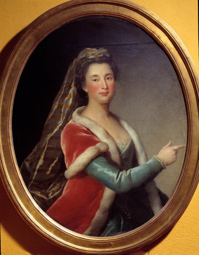 Portrett av Marie Desmares La Champmesle (1642-1698) skuespillerinne i rollen som Roxane. Anonymt maleri av French School