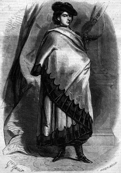 Portrait of Marie Sophie Amelie (1841-1925), Duchess of Baviere and Queen of the Two Sicilies, wife of Francois II, in Calabrian costume. Engraving in “” Le Monde Illustré”” n°194 of 29 December 1860. av French School