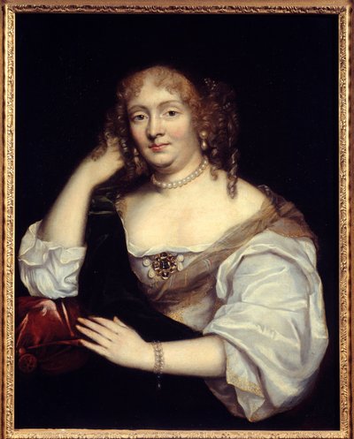 Portrett av Marie de Rabutin-Chantal (Rabutin Chantal), Marquise av Sevigne kjent som Madame de Sevigne (1626-1696), kvinne med bokstaver Maleri av den franske skolen. 1600-tallets søn. 0,81 x 0,65 m av French School