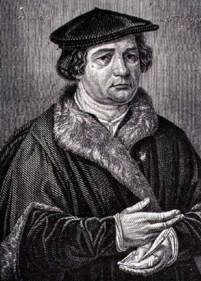 Portrett av Martin Luther (1483-1546) tysk religiøs reformator (gravering) av French School