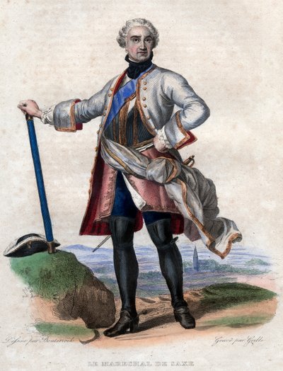 Portrett av Maurice de Saxe (1696-1750), tysk militær i fransk tjeneste og generalmarskalk av Frankrike. av French School