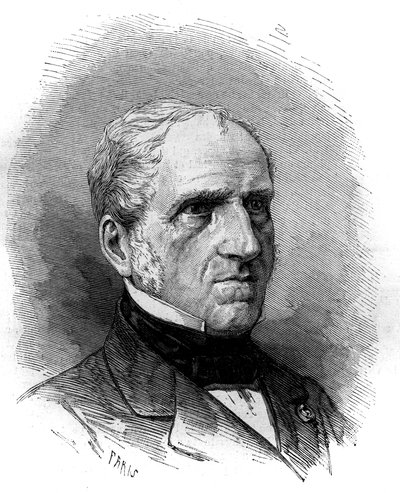 Portrett av Michel Charles (1793-1880), fransk matematiker. Gravering i "" Le Monde Illustré"" nr. 1240 av 1. januar 1881. av French School