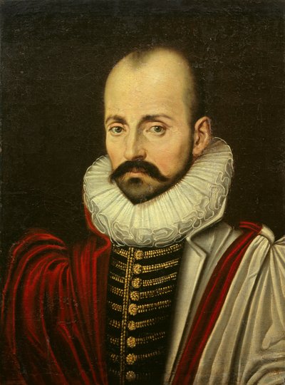 Portrett av Michel Eyquem de Montaigne (1533-1592), fransk humanistfilosof. Maleri av den franske skolen fra første kvartal av 1600-tallet. Dim 0,70 x 0,52 m av French School