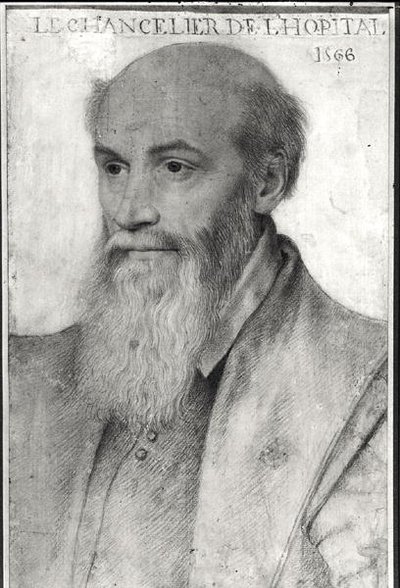 Portrett av Michel de LHospital (ca. 1504-73) 1566 av French School
