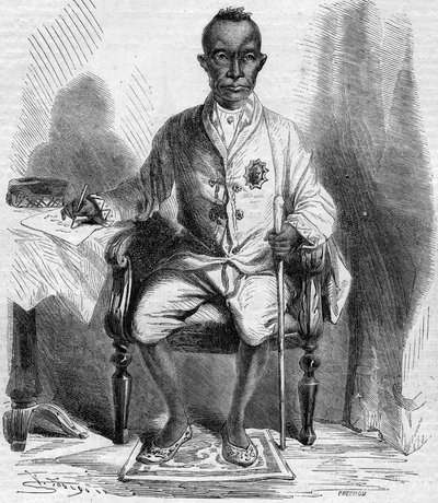 Portrett av Mongkut (Rama IV eller Phrachomklao) (1804-1868), konge av Siam (i dag, Thailand). Gravering i "" Le Monde Illustré"" nr. 222 av 13. juli 1861. av French School