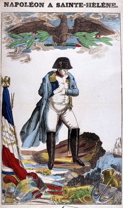 Portrett av Napoleon Bonaparte i St. Helena. Bilde av Epinal av French School