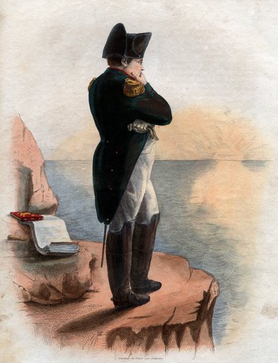 Portrett av Napoleon I (1769-1821) på øya St Helena. av French School