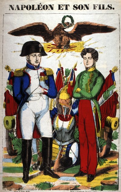 Portrett av Napoleon I og hans sønn, Napoleon II. Bilde av Epinal av French School